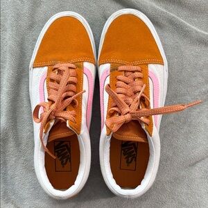 Vans Orange and Pink Low-Top Sneakers